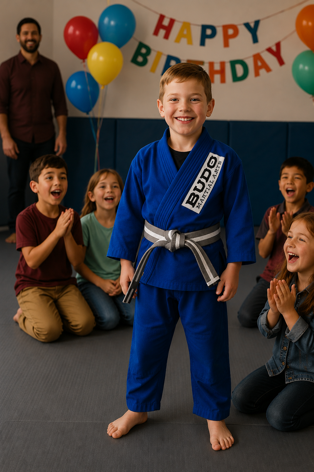 Birthday star celebrates with friends cheering